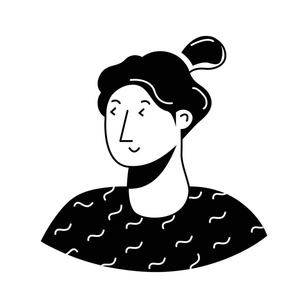 A colorful, stylized icon of a young woman head and shoulders,.,' vector
