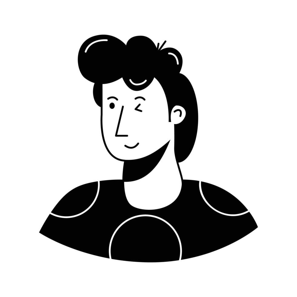 Friendly Male Character Portrait with Winking Eye,..' vector