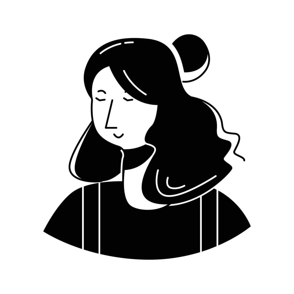 Stylish woman with vibrant hair in a portrait illustration,.,' vector