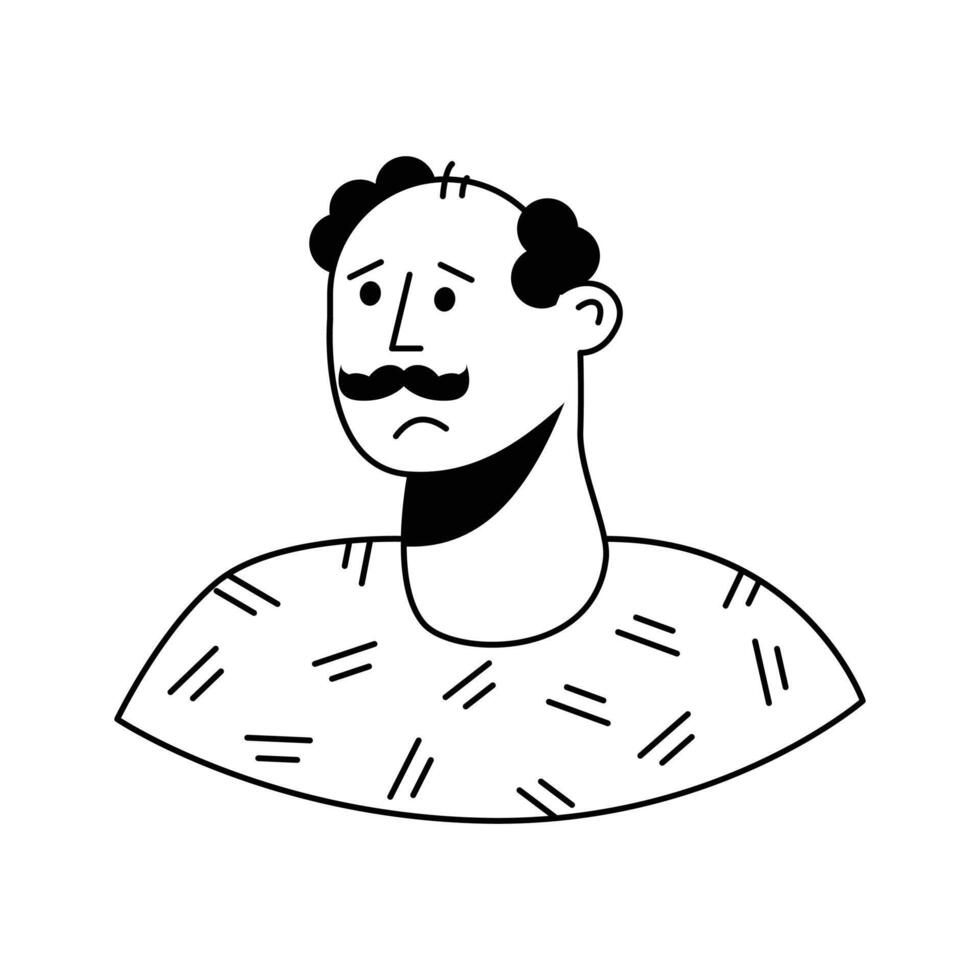 Distinguished man with a mustache wearing a patterned red shirt,..' , vector