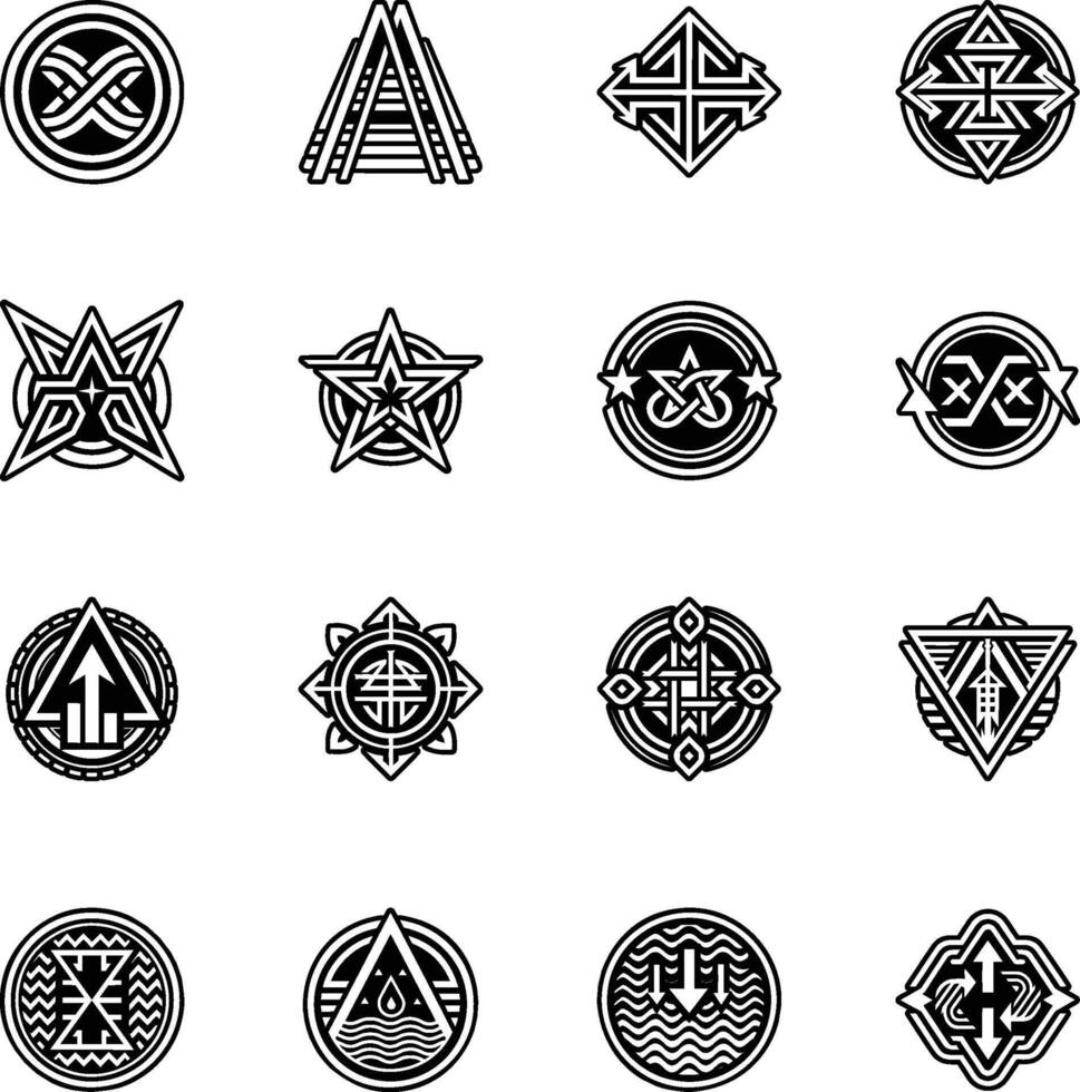 Collection of Dangerous Hobo Signs Glyph Style Icons vector