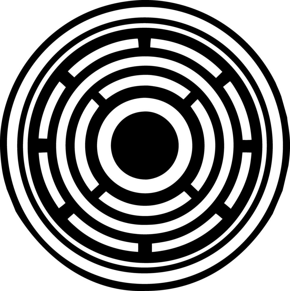 Concentric rings icon in solid style vector
