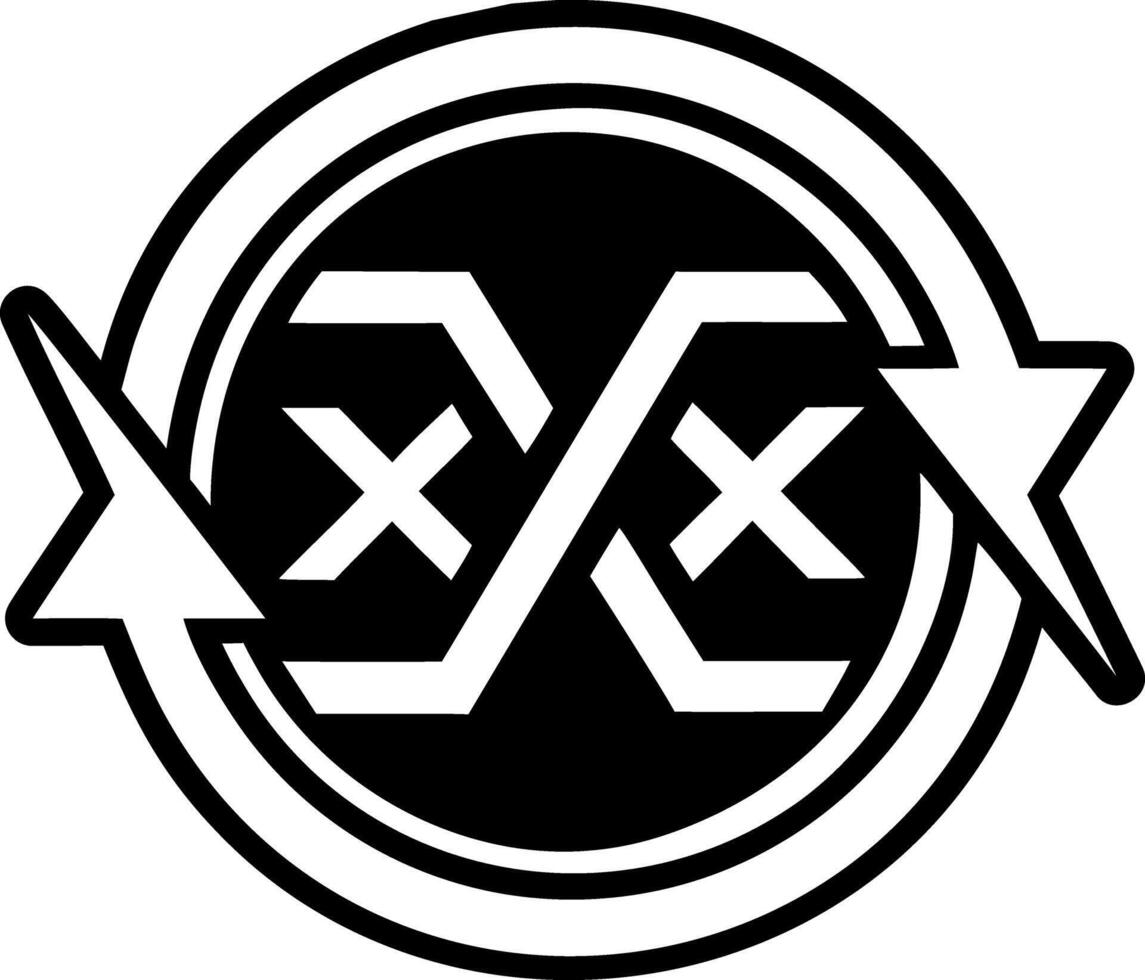 A glyph style icon of two crosses symbol vector