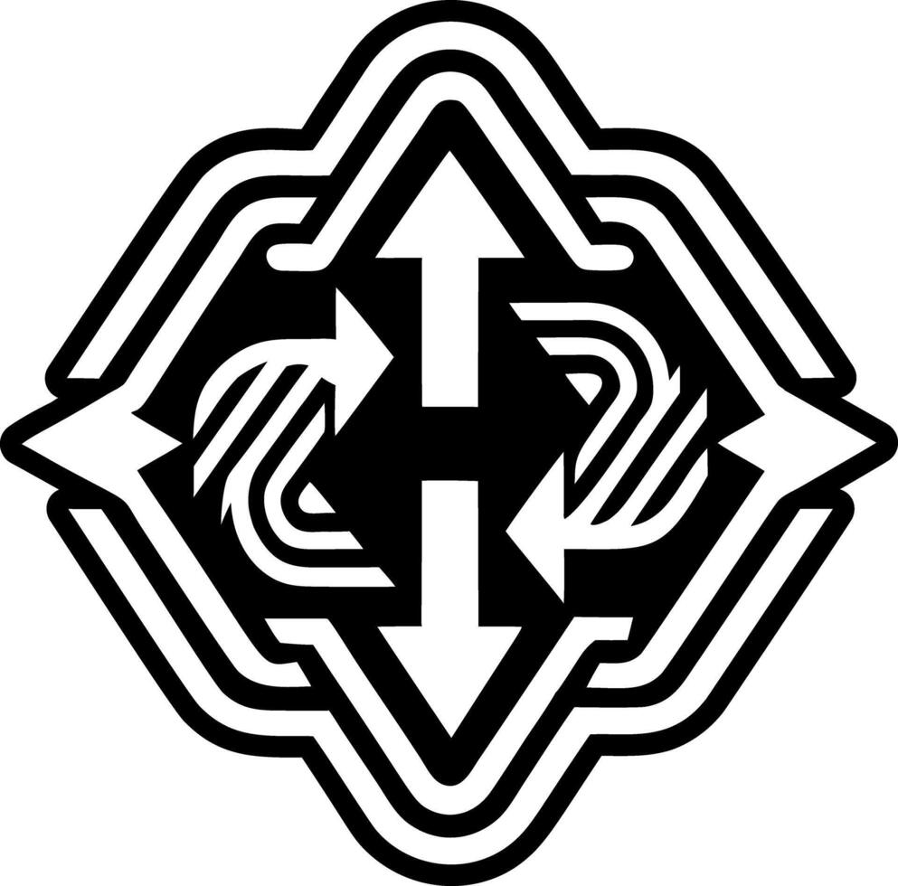A solid style icon of different directions symbol vector