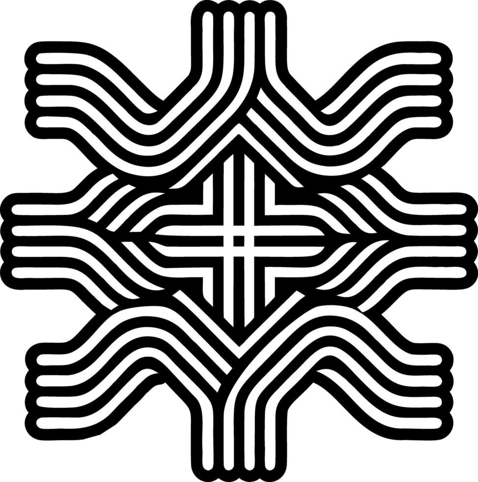 Wavy cross symbol icon in glyph style vector