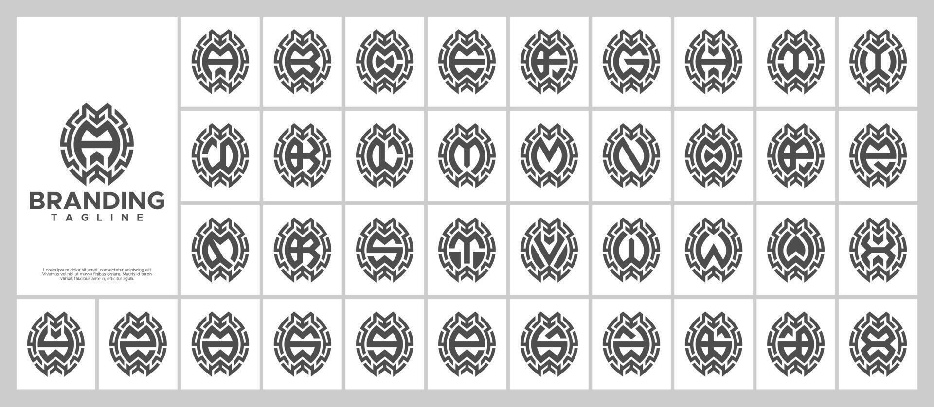 Abstract technology initial letter A-Z logo set vector