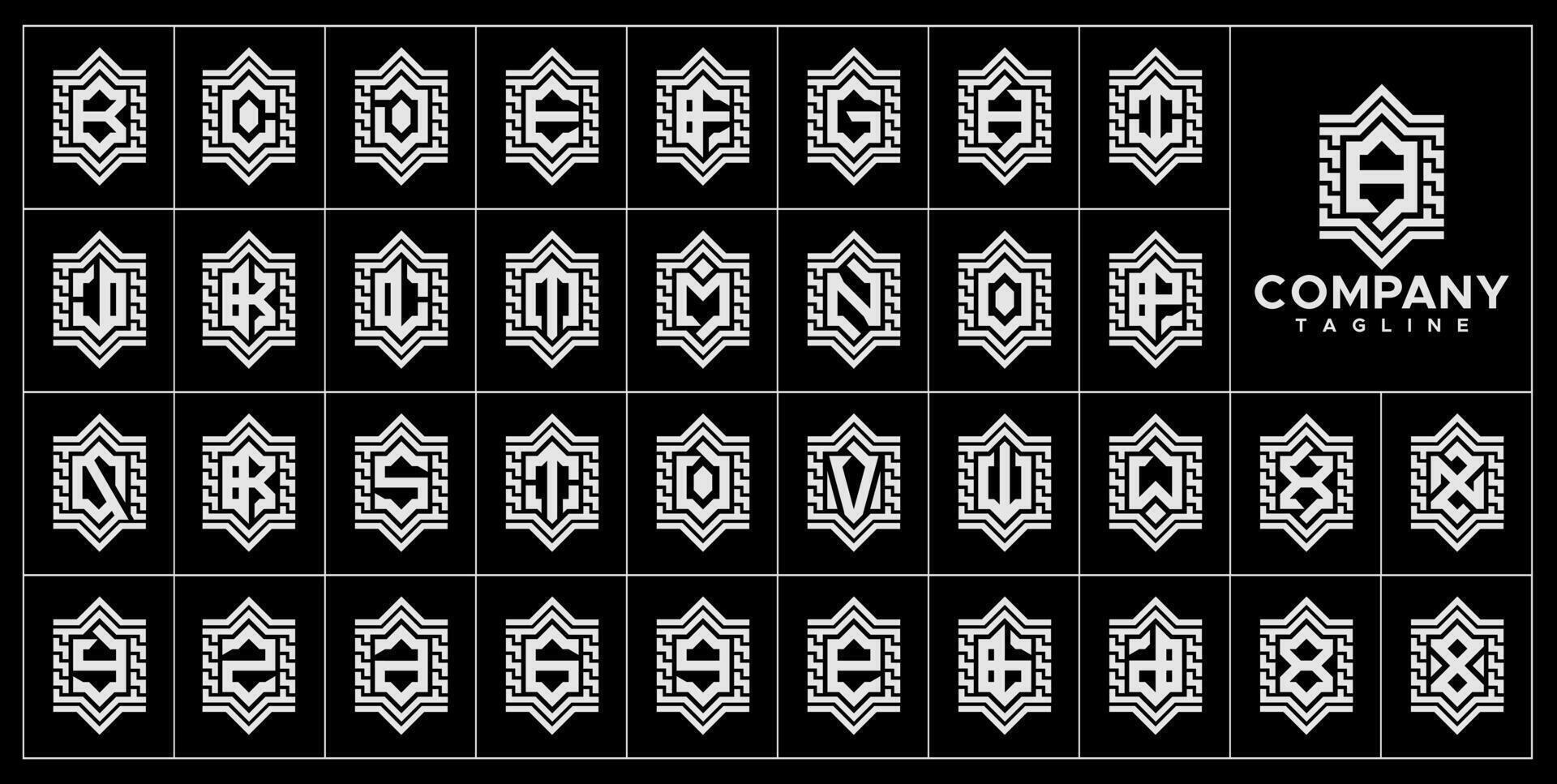 Geometry line abstract initial A-Z letter logo set vector