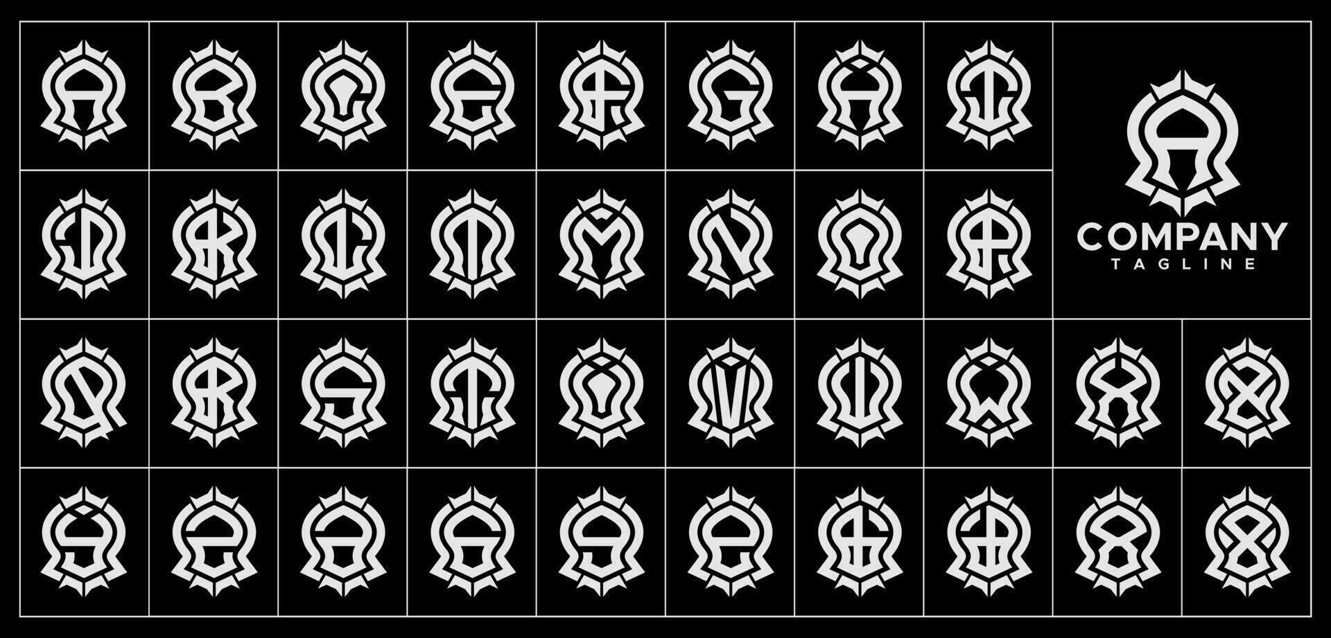 Line abstract dome letter A-Z initial logo set vector