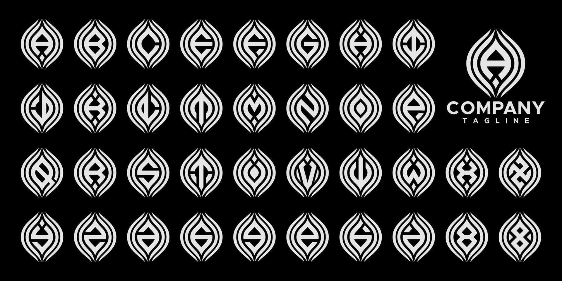 Luxury line nature leaf symbol letter A-Z logo set vector