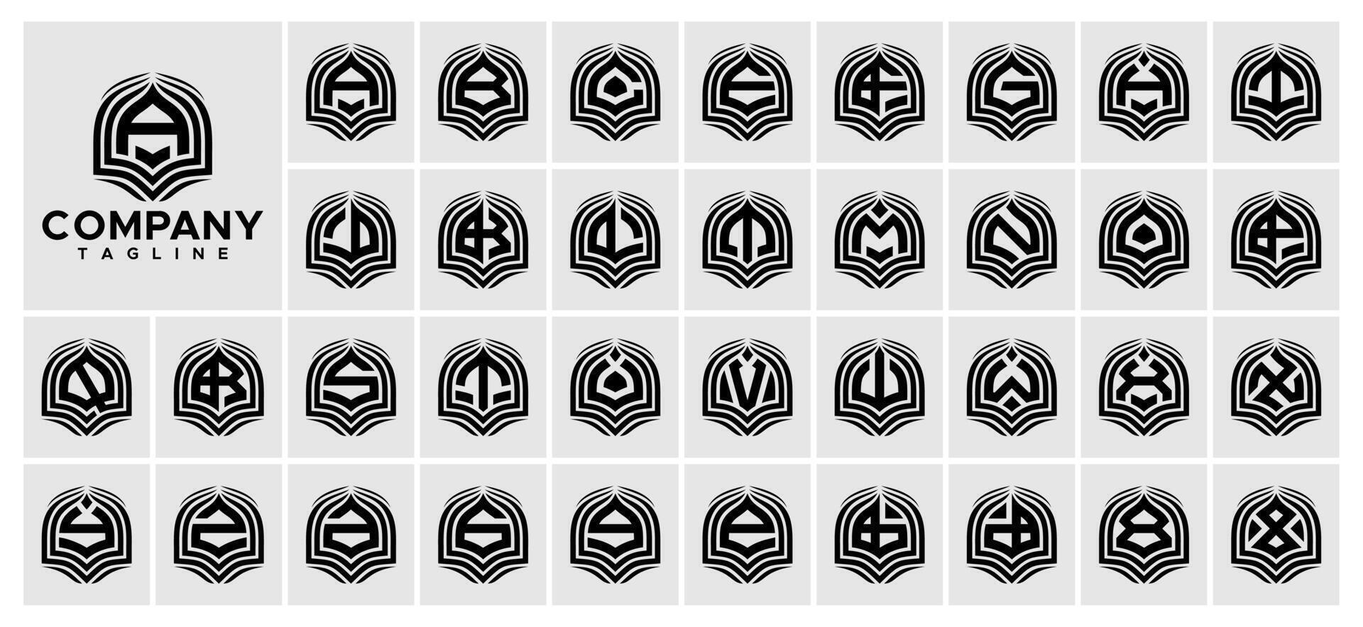 Set of luxury arch dome initial letter A-Z logo vector