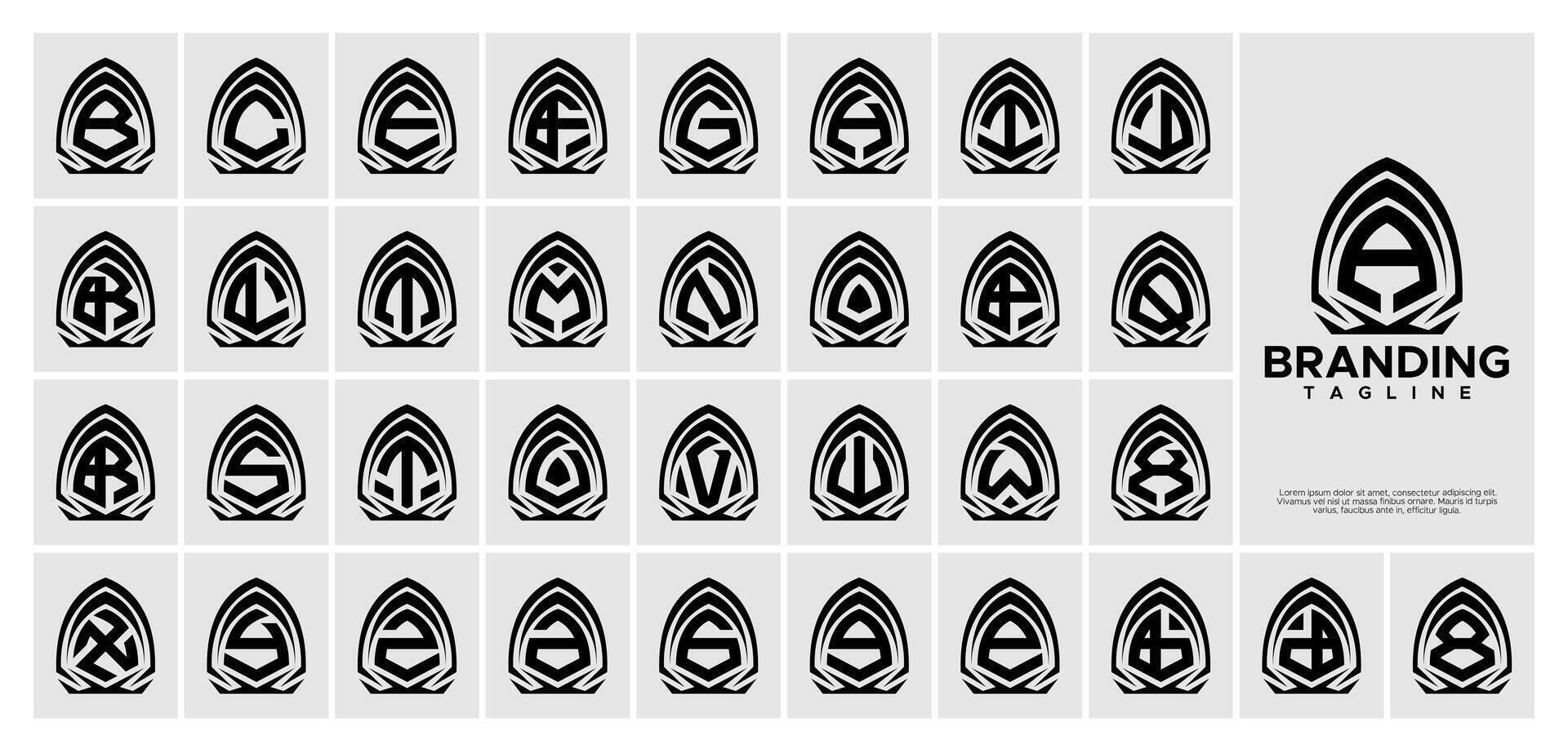 Ornate abstract dome initial letter A-Z logo set vector