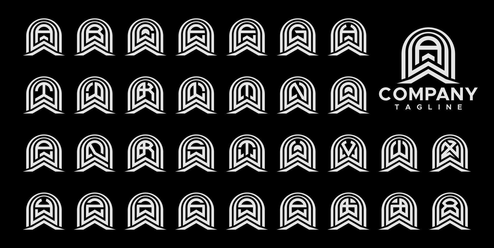 Geometric abstract monogram letter A-Z logo set vector