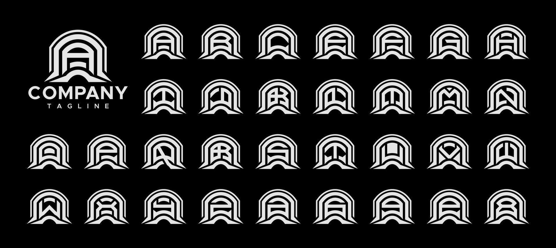 Simple line abstract initial letter A-Z logo set vector