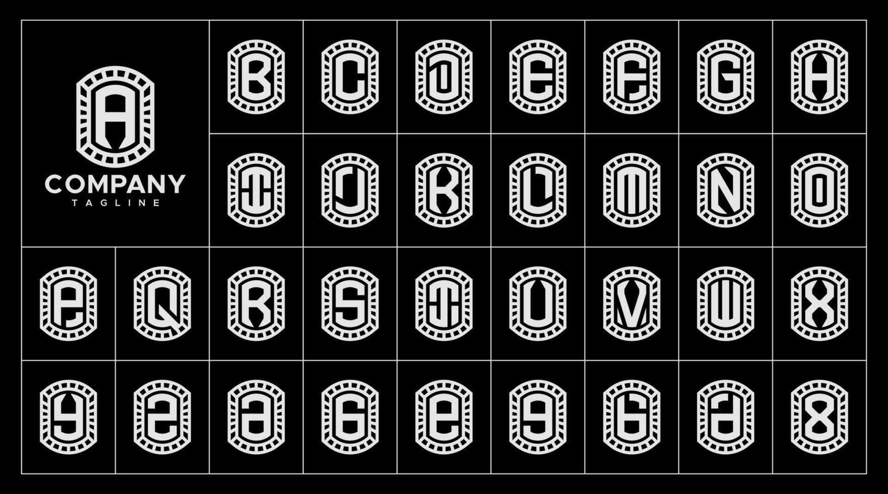 Line decorative abstract letter A-Z logo set vector