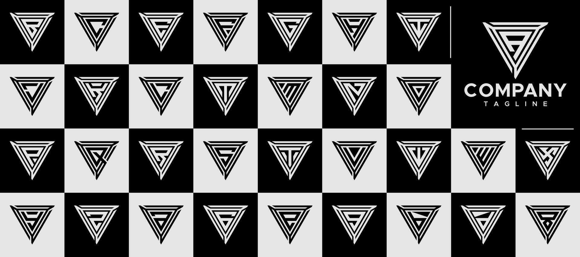 Modern technology triangle A-Z letter logo set vector