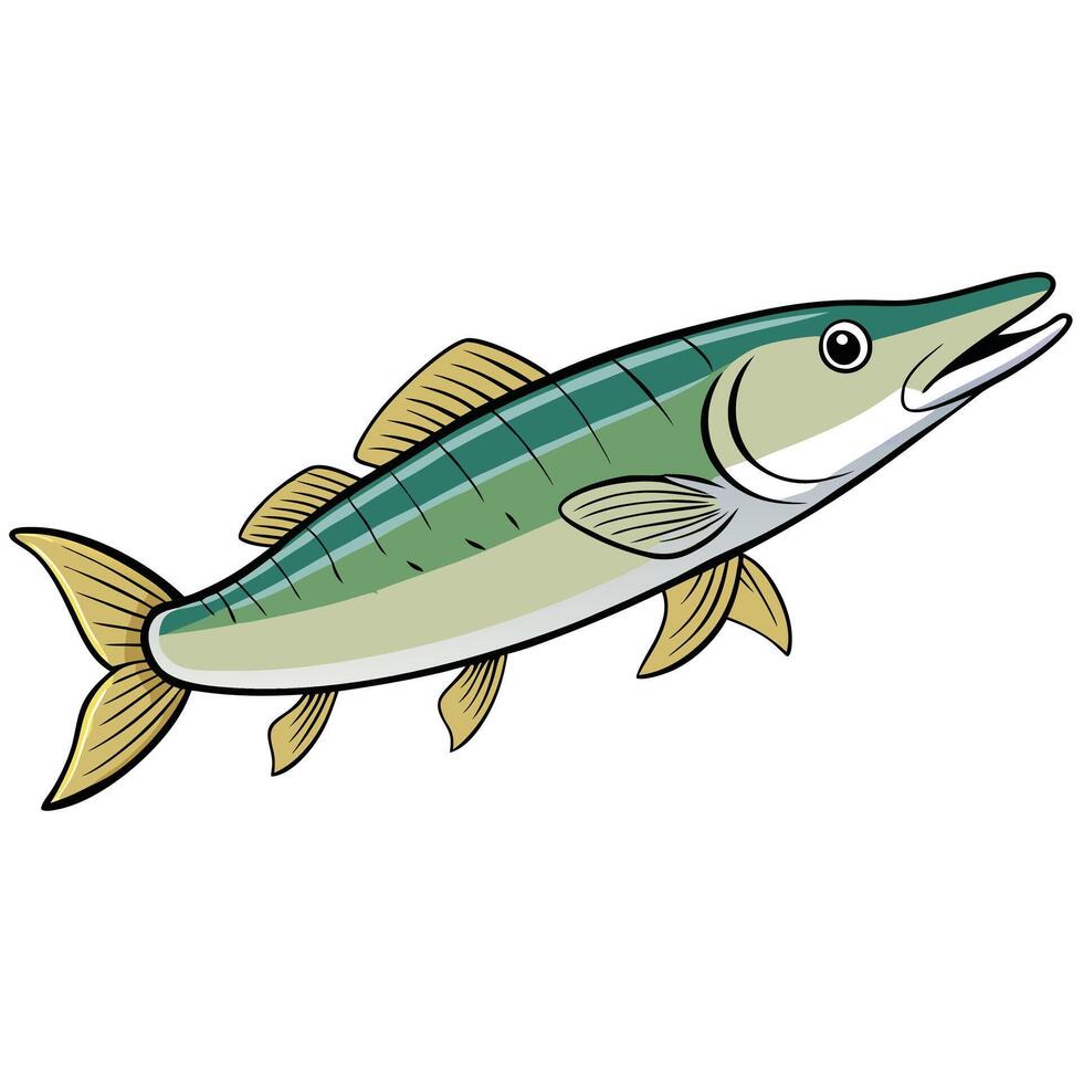 Flat Design Pike Fish Art vector
