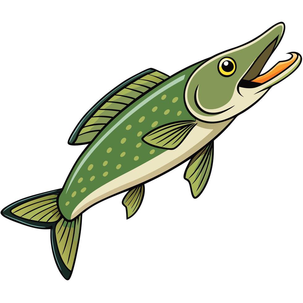 Pike Fish Line Art Design vector