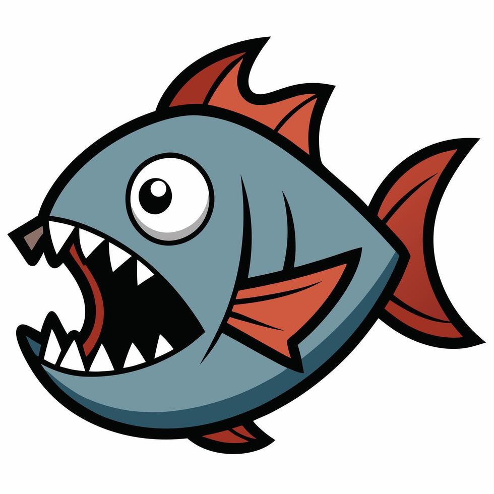 Piranha Fish Digital Drawing vector