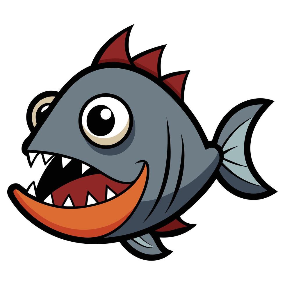 Piranha Fish Flat Design Art vector