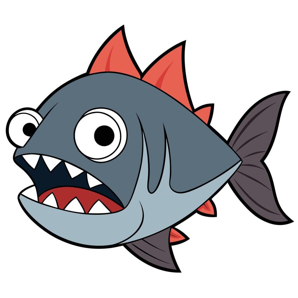Piranha Fish Line Art Design vector