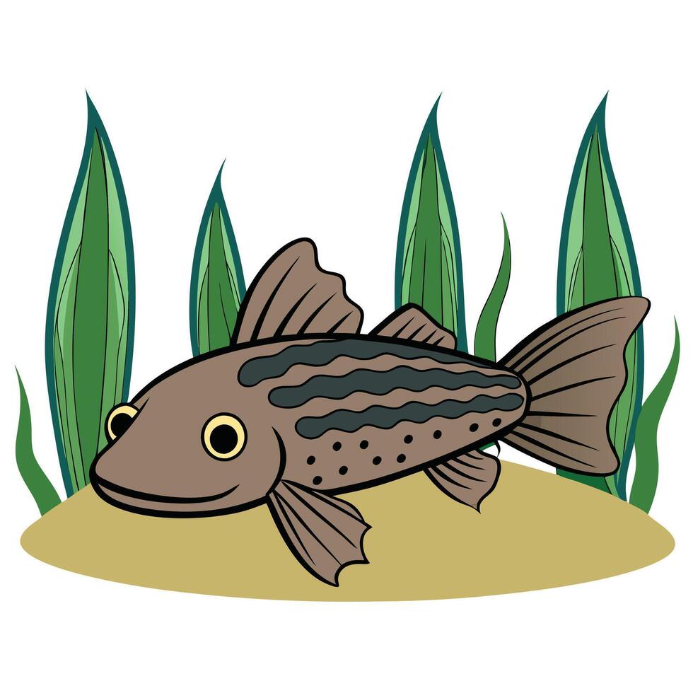 Pleco Fish Cartoon Illustration vector
