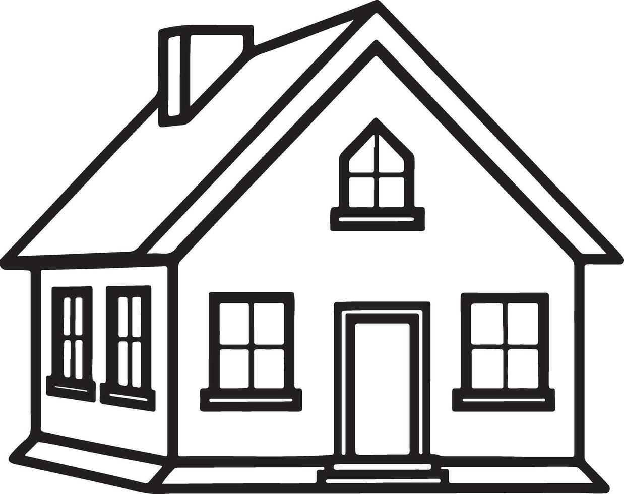 Modern Architecture House Coloring Page vector