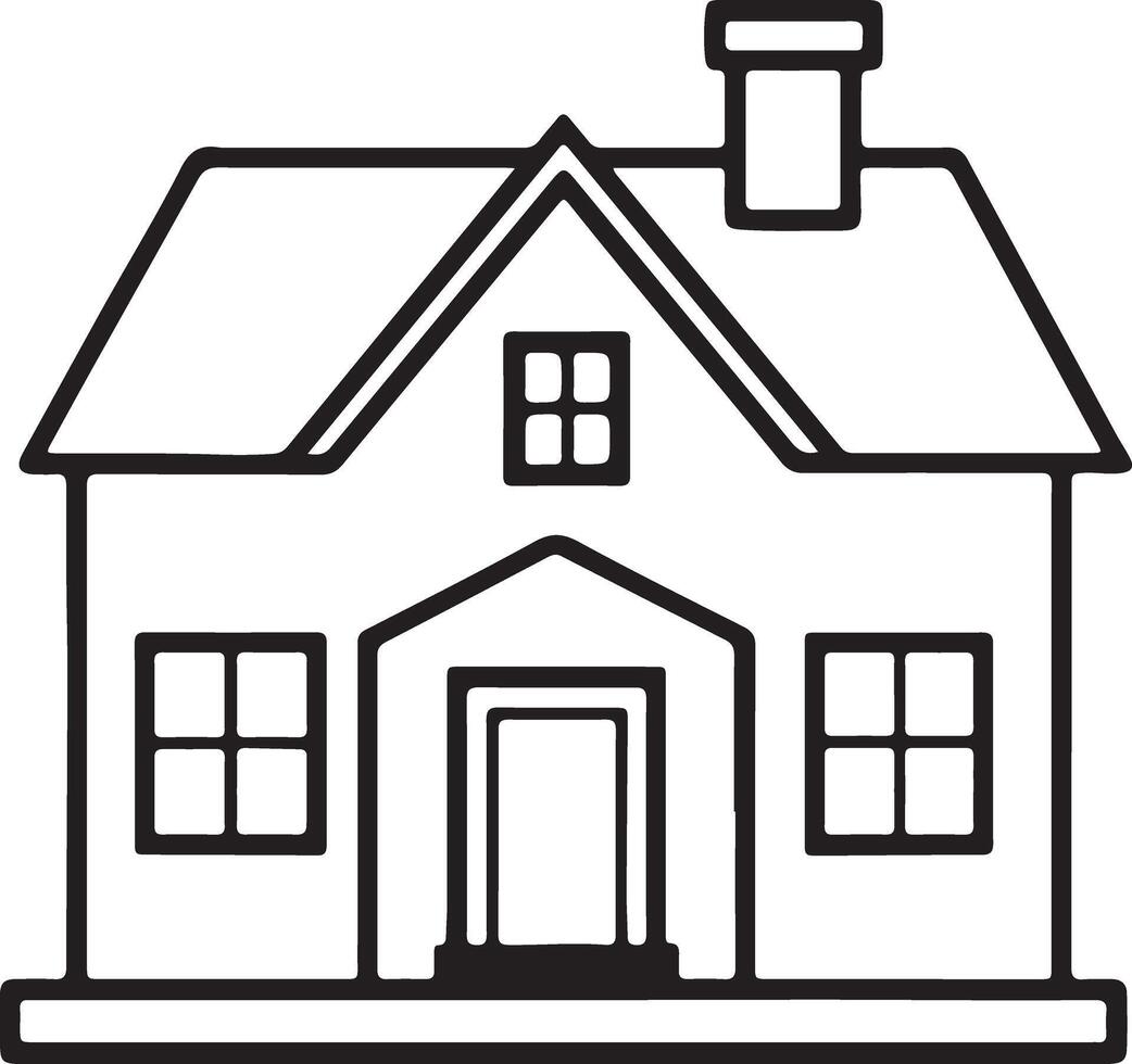 Black and White Home Line Art Illustration for Coloring vector
