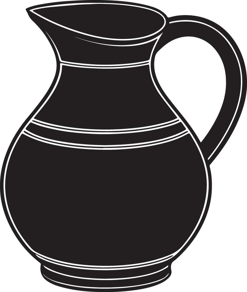 Decorative Pottery Jug Silhouette Coloring Page vector
