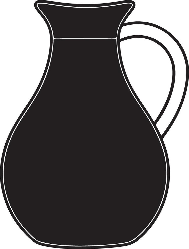 Artistic Jug Silhouette Coloring Page Illustration vector