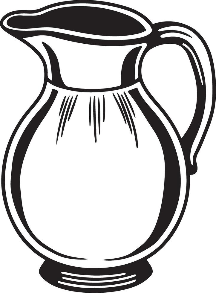 Jug Silhouette Coloring Page Illustration, Solid White Background vector