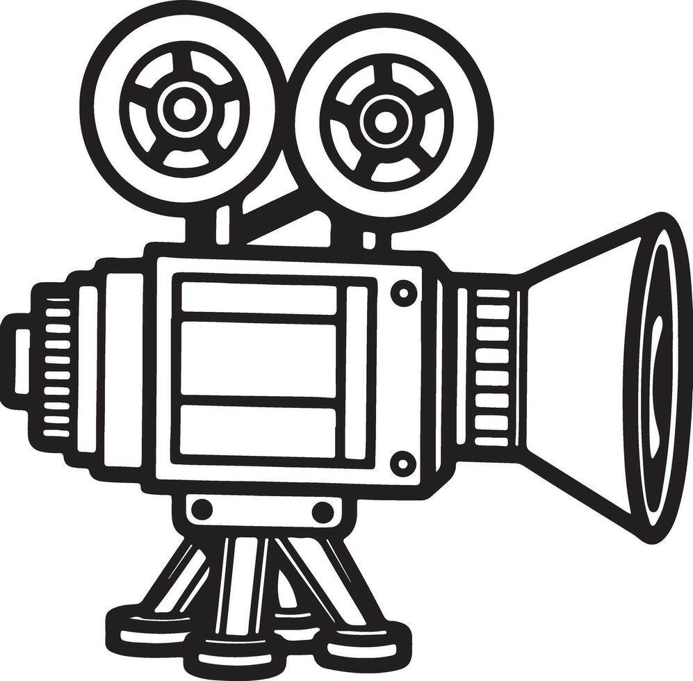 Retro Movie Equipment Coloring Page vector