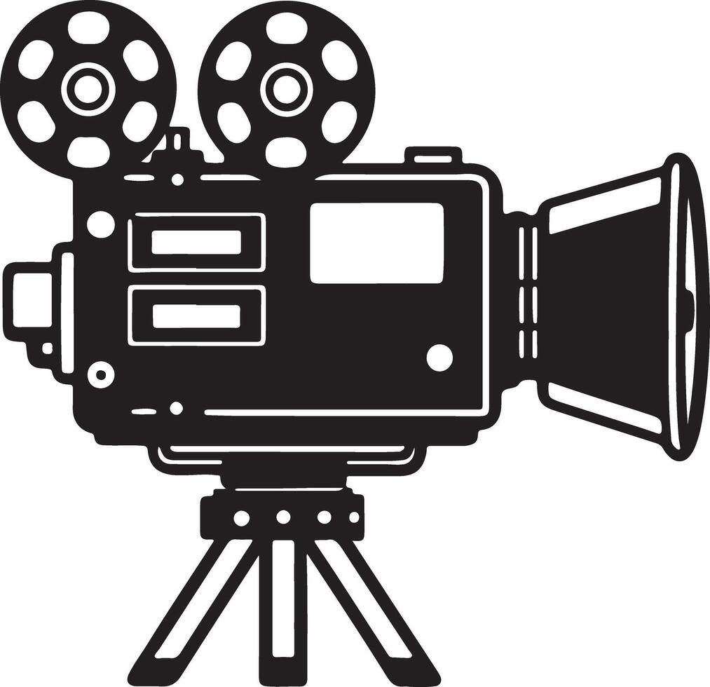 Minimalist Movie Camera Design for Coloring on White Background vector
