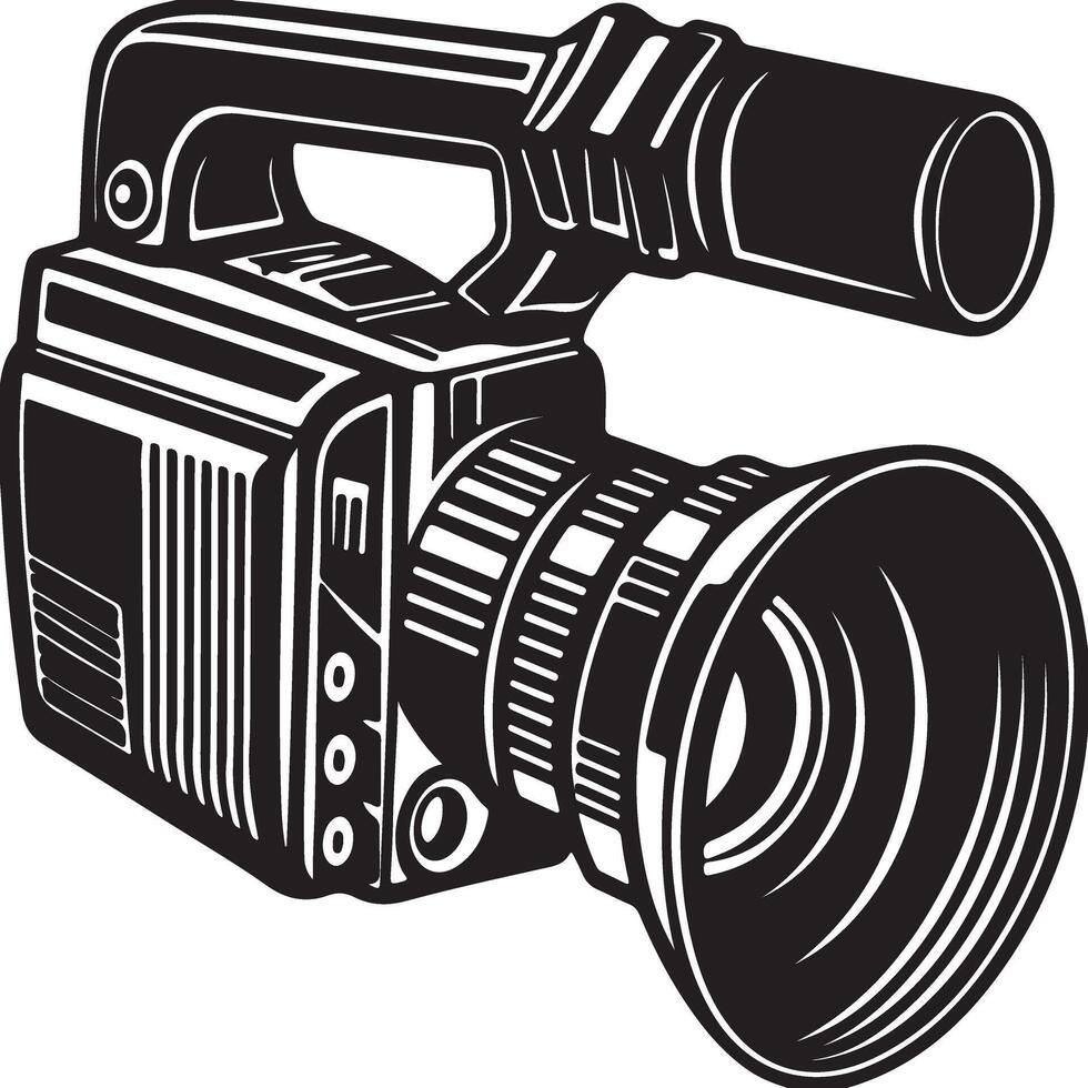 Cinema Camera Coloring Page Illustration on White Background vector