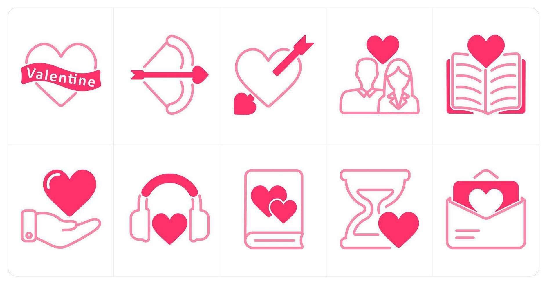 A set of 10 Valentines Day icons as valentine, cupid, heart and arrow vector