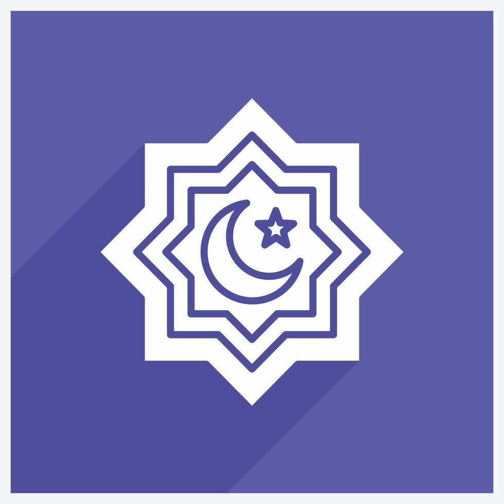 Islamic Frame Icon Design Illustration, Moon and Stars Icon With Shadow vector