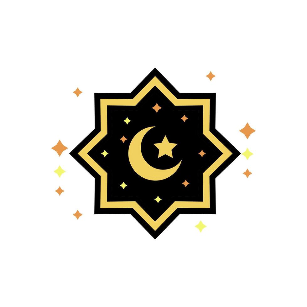 Islamic Frame Icon Design Illustration, Moon and Stars Icon vector