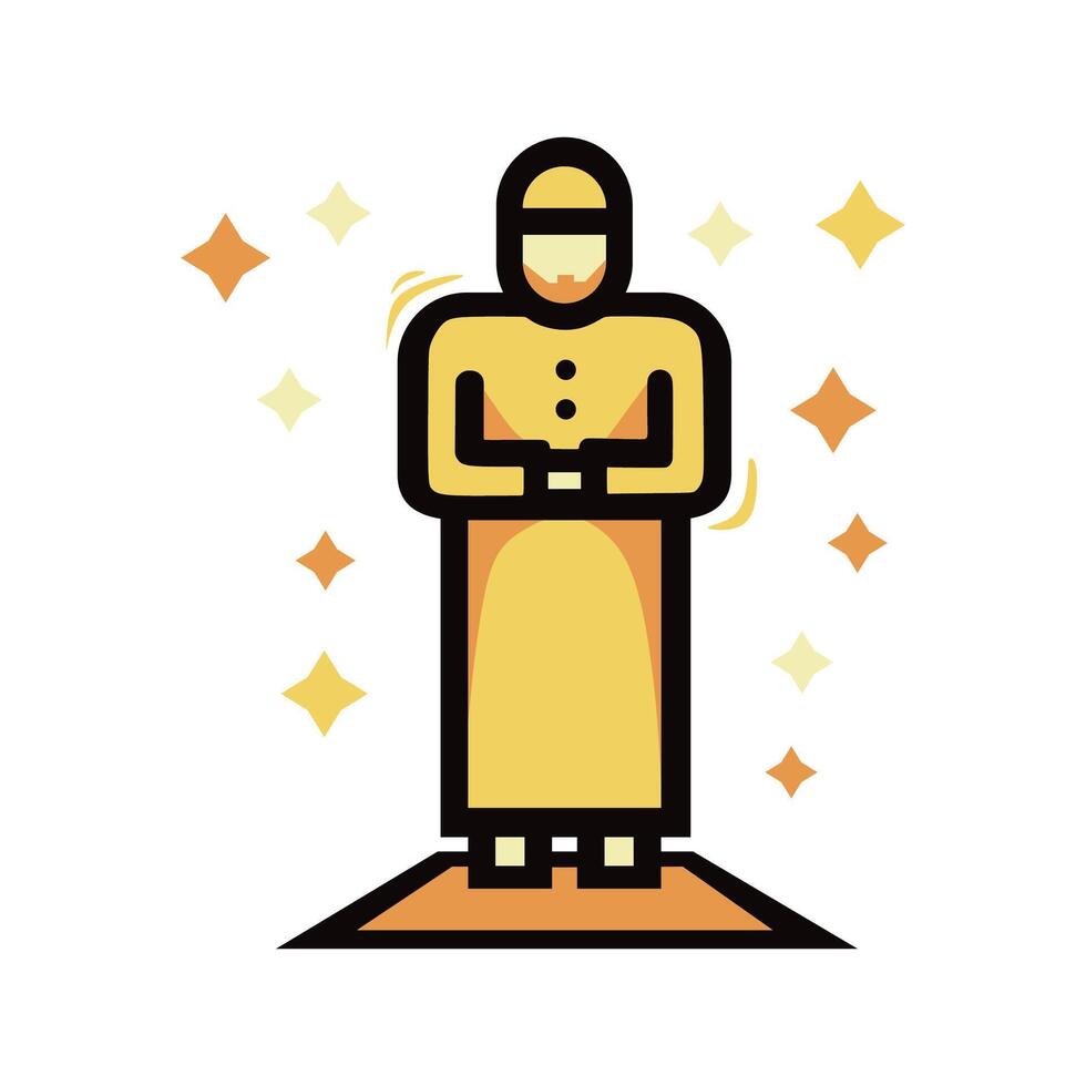 Shalat Icon Design Illustration With Shadow, islamic ramadan icon vector