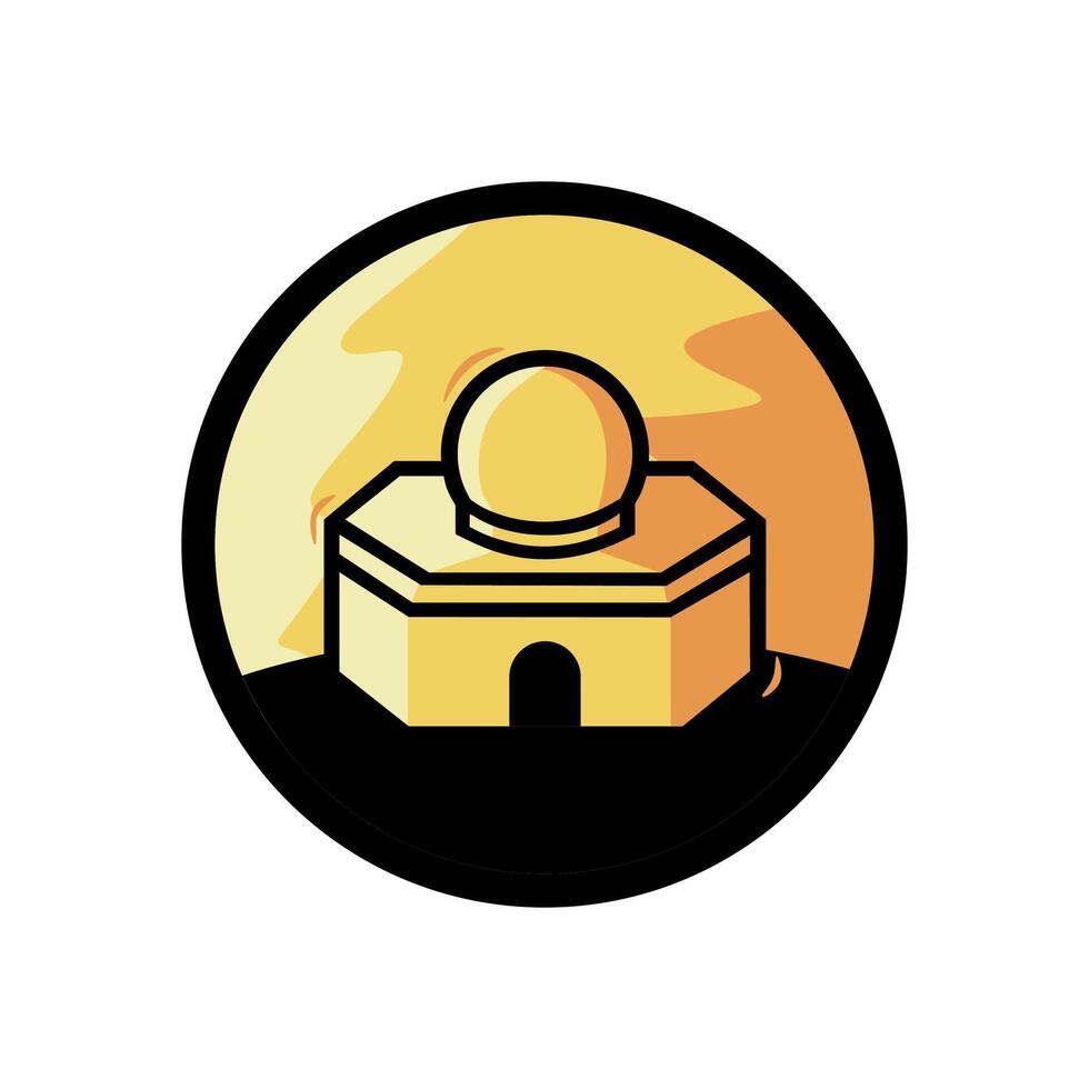 Illustration of Mosque Icon Design in Circle, Islamic Ramadan Icon vector
