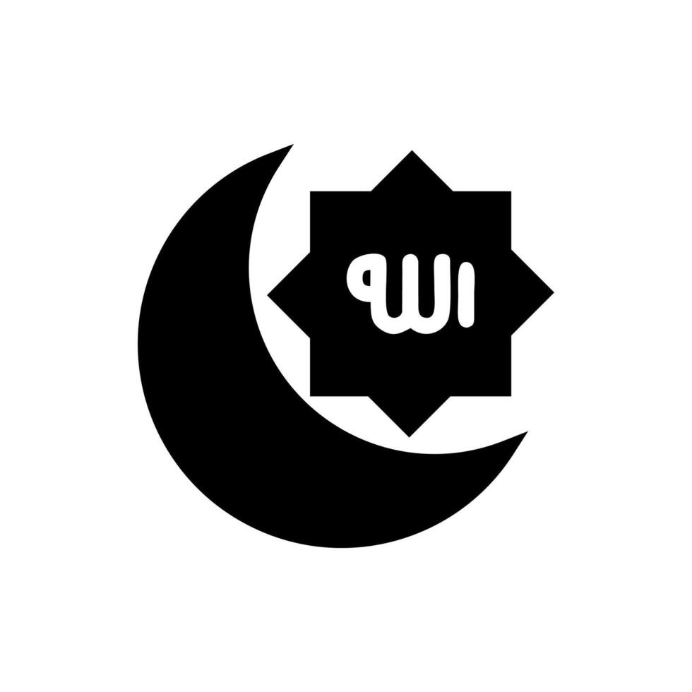 Illustration Design Icon of moon and Allah symbol,Islamic Ramadan Icon vector