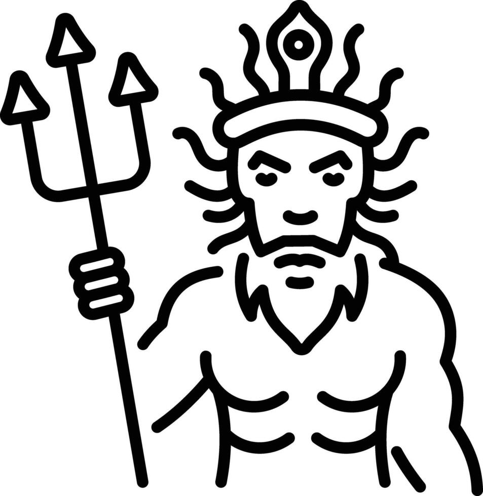 Neptune god icon in linear style vector