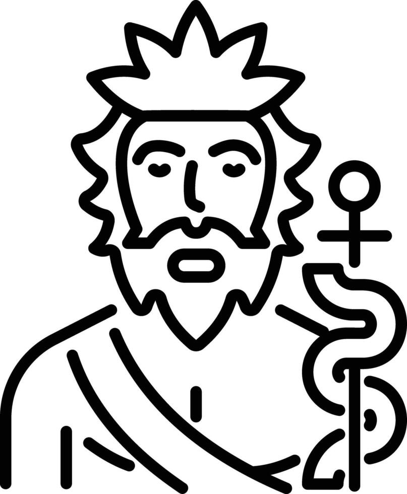 Asclepius god icon in linear style vector