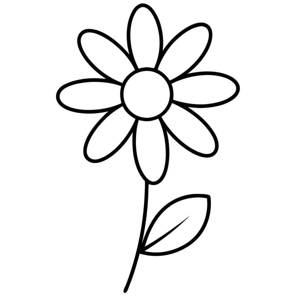 Daisy with short rounded petals and bold outline drawn vector