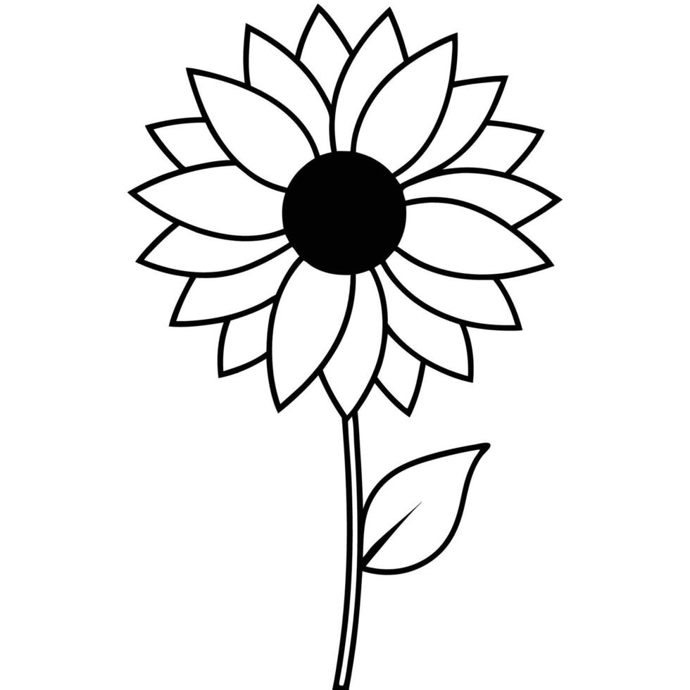 Sunflower featuring wide stem and thin outlined petals vector