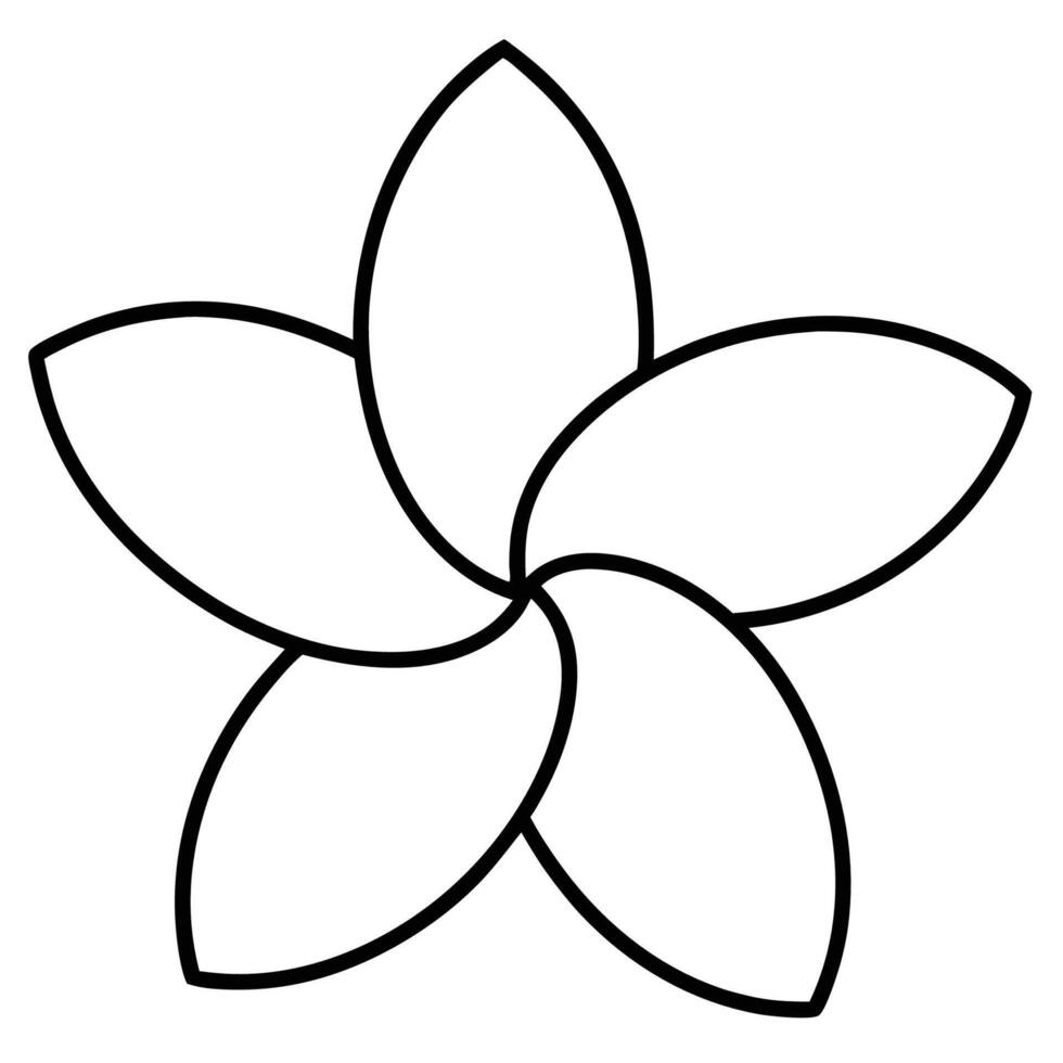 Plumeria flower with smooth flowing lines in simple style vector