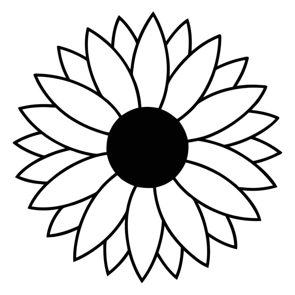 Sunflower with wide textured center in clean line style vector