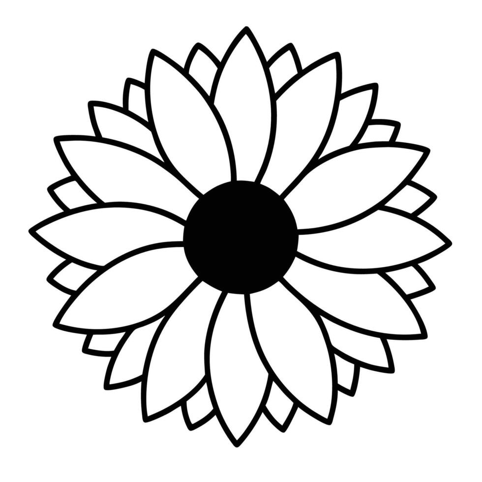 Sunflower featuring small fine petals and rounded center vector
