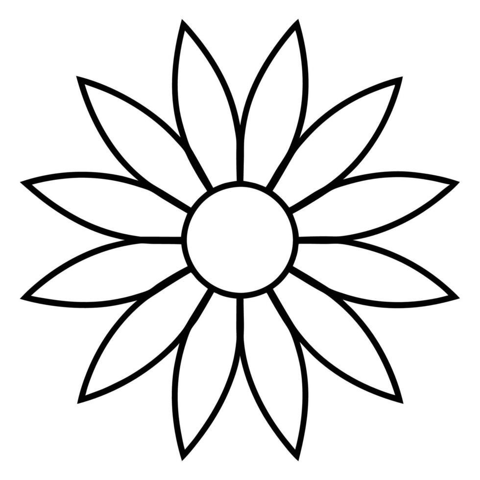 Sunflower with fine radial petal lines and clean outlines vector