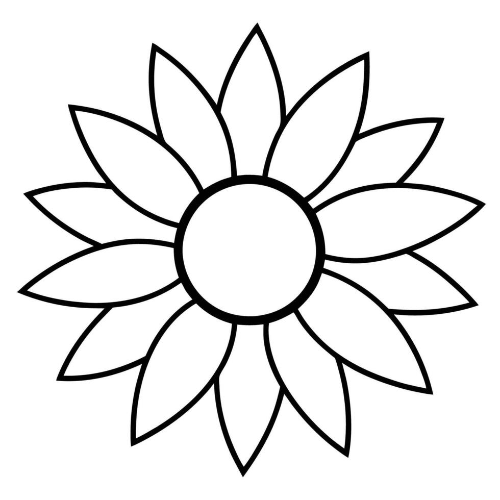 Sunflower with thin pointed petals and a rounded center vector