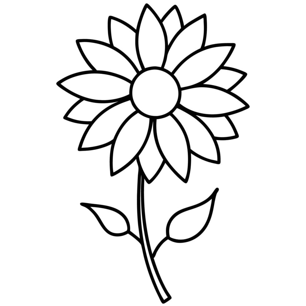 Sunflower with fine petals and clean minimalist design vector