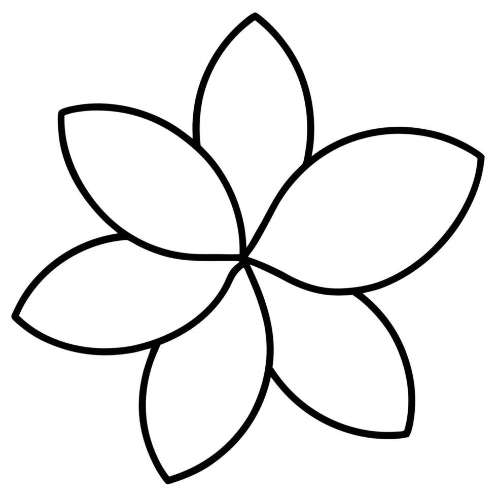 Plumeria flower with bold line art and minimalist style vector
